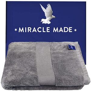 miracle made hand towel - stone - premium 100% usa-grown cotton bathroom hand and face towel with natural silver ultra soft plush fade resistant highly absorbent quick drying