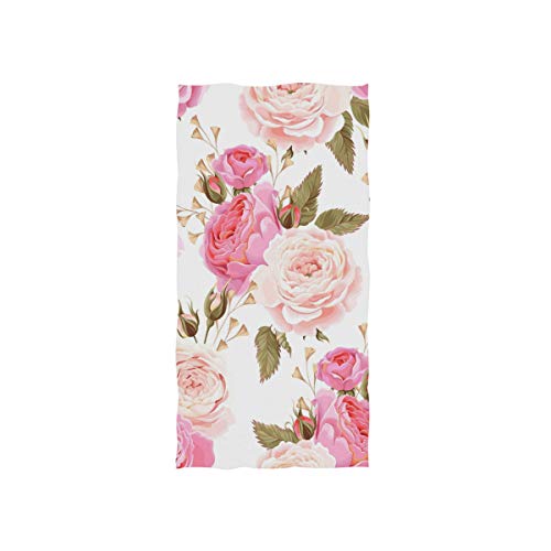 Beautiful Floral Pink Roses Hand Towels Soft Highly Absorbent Large Hand Towels 15 x 30inch Fingertip Towels Bath Towel Multipurpose for Hand Face Bathroom Gym Hotel Spa