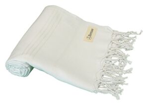 bersuse 100% cotton anatolia turkish towel - 37x70 inches, white