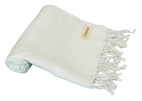 Bersuse 100% Cotton Anatolia Turkish Towel - 37x70 Inches, White