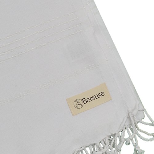 Bersuse 100% Cotton Anatolia Turkish Towel - 37x70 Inches, White