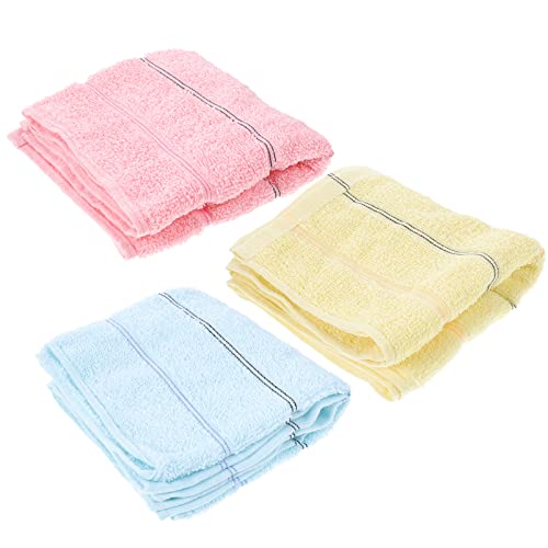 TOPBATHY 4pcs/Set Colorful Striped Cotton Hand Towels Absorbent Face Towels Quick Dry Washcloth for Household(Yellow, Pink, Blue and Green)