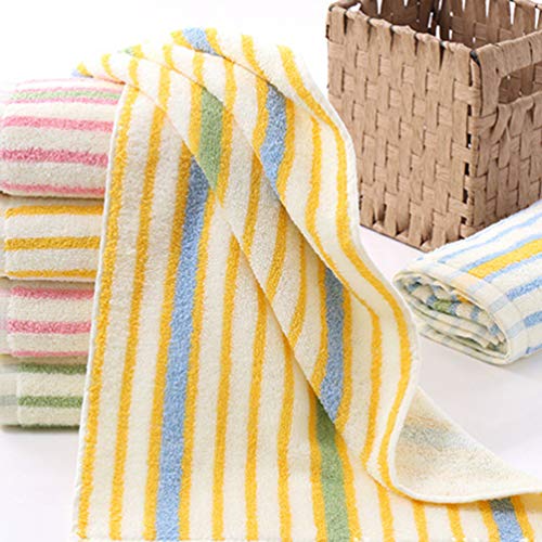 TOPBATHY 4pcs/Set Colorful Striped Cotton Hand Towels Absorbent Face Towels Quick Dry Washcloth for Household(Yellow, Pink, Blue and Green)