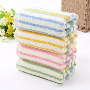 TOPBATHY 4pcs/Set Colorful Striped Cotton Hand Towels Absorbent Face Towels Quick Dry Washcloth for Household(Yellow, Pink, Blue and Green)