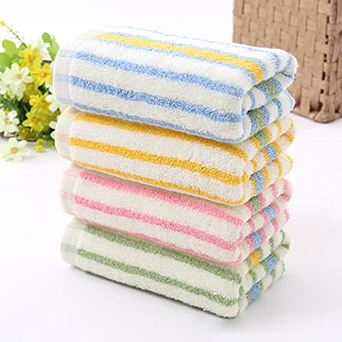 TOPBATHY 4pcs/Set Colorful Striped Cotton Hand Towels Absorbent Face Towels Quick Dry Washcloth for Household(Yellow, Pink, Blue and Green)