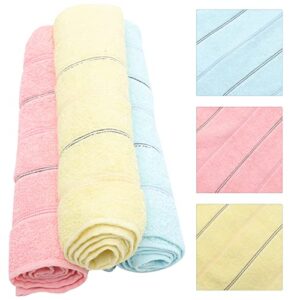 TOPBATHY 4pcs/Set Colorful Striped Cotton Hand Towels Absorbent Face Towels Quick Dry Washcloth for Household(Yellow, Pink, Blue and Green)