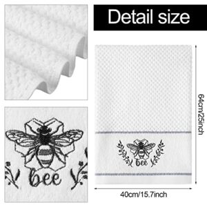 Tudomro 4 Pieces Farmhouse Bee Hand Towels Farmhouse Absorbent Cleaning Drying Bee Hand Towels 16 x 25 Inches Cotton Highly Absorbent Soft Luxury Towel Decorative Hand Towels for Bathroom