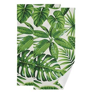 vkpschj palm leaf tropical bath hand towels summer theme green fingertip towels set of 2 bathroom kitchen decor towel