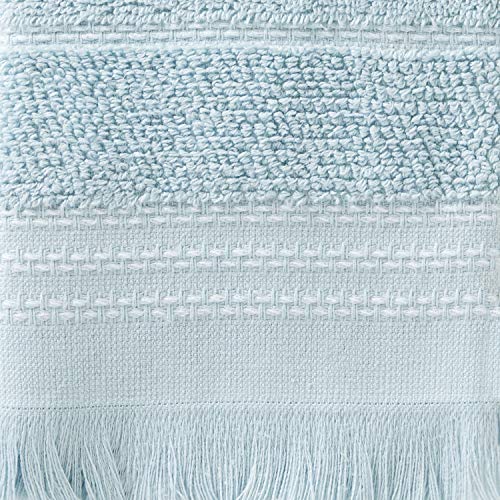 SKL Home by Saturday Knight Ltd. Jude Fringe Hand Towel,Aqua (2-Pack)