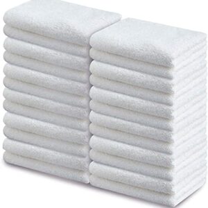 White Salon Towels Pack of 24 Gym Hand Towel, 16 x 26 inch Cotton Not Bleach Proof Salon Towels Ring Spun Cotton Maximum Softness and Absorbency, Easy Care