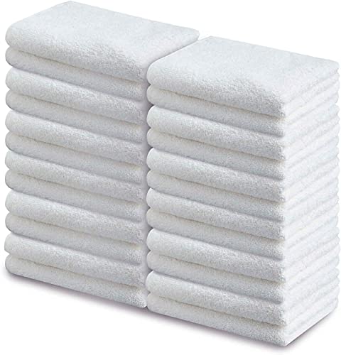 White Salon Towels Pack of 24 Gym Hand Towel, 16 x 26 inch Cotton Not Bleach Proof Salon Towels Ring Spun Cotton Maximum Softness and Absorbency, Easy Care