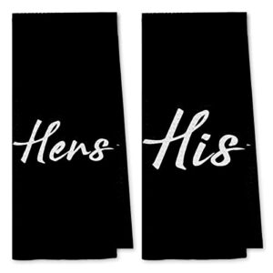 dibor love quote his and hers bath towels,love decorative absorbent drying cloth hand towels tea towels dishcloth for bathroom kitchen,funny couples wedding anniversary valentine gifts(black,set of 2)