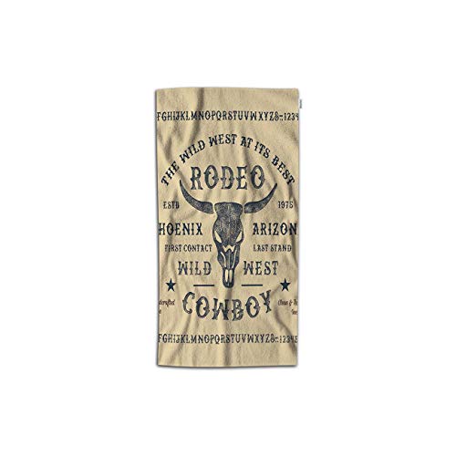 Moslion Vintage Wild West Cowboy Hand Towels 30Lx15W Inch Retro Original Handmade Alphabet Lettering Hand Towels Kitchen Hand Towels for Bathroom Soft Polyester-Microfiber