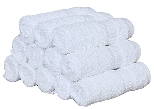 GOLD TEXTILES 48 Pcs 5 Star Hotel Quality Hand Towels (16"X30", 4.5 lb/dz) Premium Dobby Border Luxury Hand Towel Bright White (4 Dozen)