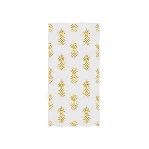 Gbrand Seamless Summer Gold Pineapple Face Towel Microfiber Print Soft Guest Home Decoration Fruit Hand Towels Multipurpose for Bathroom, Hotel, Gym, Swimming and Spa (13.7 X 29.5 inch)