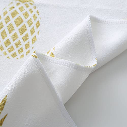 Gbrand Seamless Summer Gold Pineapple Face Towel Microfiber Print Soft Guest Home Decoration Fruit Hand Towels Multipurpose for Bathroom, Hotel, Gym, Swimming and Spa (13.7 X 29.5 inch)