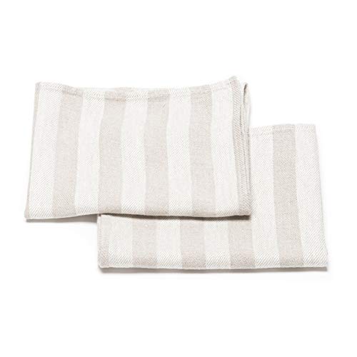 LinenMe Set of 2 Hand and Guest Towels Natural Striped Lucas, 13" x 20"