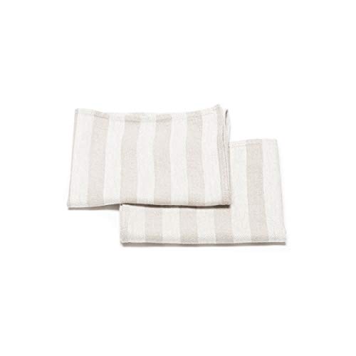 LinenMe Set of 2 Hand and Guest Towels Natural Striped Lucas, 13" x 20"