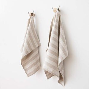 LinenMe Set of 2 Hand and Guest Towels Natural Striped Lucas, 13" x 20"