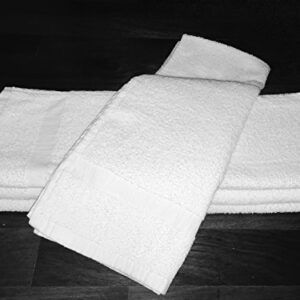 120 NEW WHITE SPA GYM SALON HAND TOWELS CAM BORDER 100% COTTON 15X25 2.25LBS/DZ