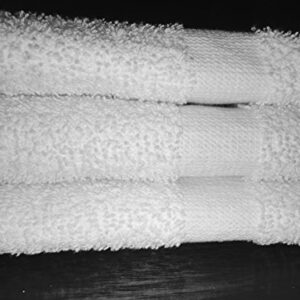 120 NEW WHITE SPA GYM SALON HAND TOWELS CAM BORDER 100% COTTON 15X25 2.25LBS/DZ