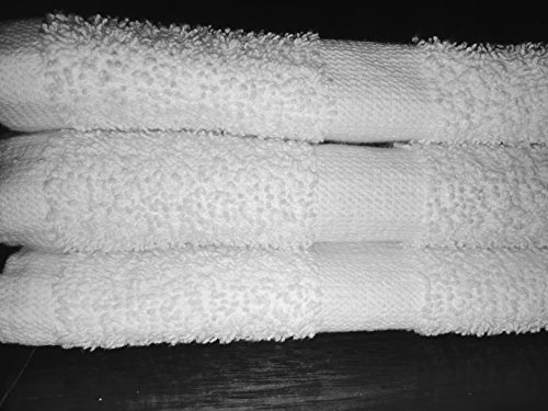 120 NEW WHITE SPA GYM SALON HAND TOWELS CAM BORDER 100% COTTON 15X25 2.25LBS/DZ