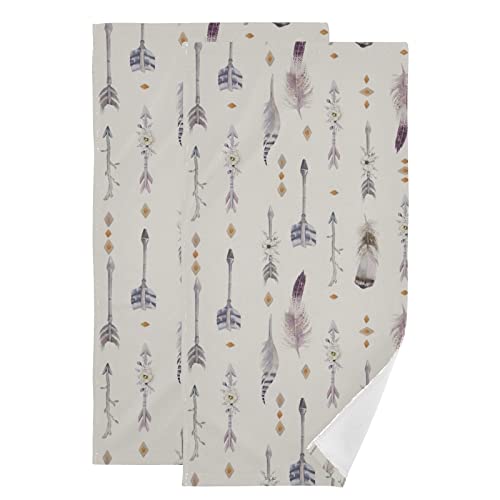 Premium Polyester Cotton Hand Towels Boho Arrows and Feathers, Highly Absorbent,Set of 2, 28.3 x 14.4in(227rh0a)