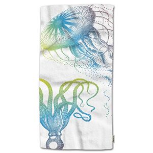 swono jellyfish and octopus hand towel moder painting with colorful jellyfish and octopus in ocean polyester hand towels for home bathroom kitchen hand face gym spa hotel 30"x15"