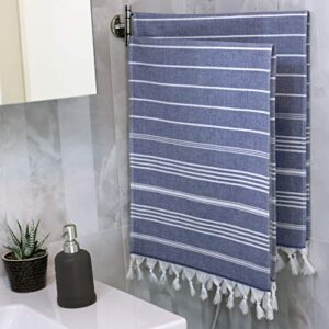 4 Pack Turkish Hand Towels for Bathroom - 100% Cotton Decorative Towels for Bathroom and Kitchen - Hand Towel Set of 4-18 x 40 inch (Navy Blue)