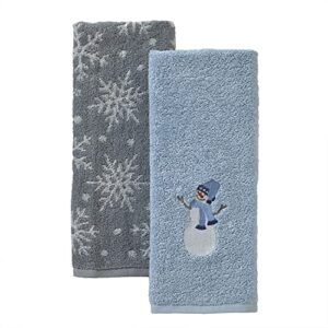 skl home snowman sled hand towel (2-pack), blue