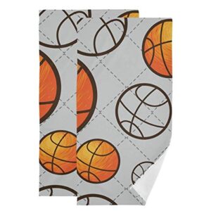 domiking decorative hand towels for bathroom - basketball sport cotton guest towel set of 2 absorbent face cloth for gym sports bathroom home