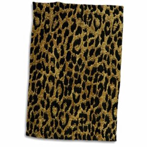 3drose rab rockabilly metallic gold and black leopard print - towels (twl-25494-1)