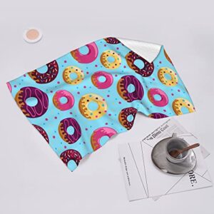 WorldGES Doughnut Bath Hand Towels Polyester Cotton Face Towel Kitchen Dishcloth Soft Absorbent Quick Dry Washcloths for Bathroom Home Hotel Gym Decor 27.5 x 16 in