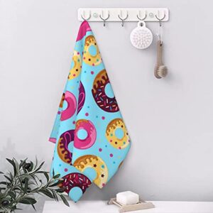 WorldGES Doughnut Bath Hand Towels Polyester Cotton Face Towel Kitchen Dishcloth Soft Absorbent Quick Dry Washcloths for Bathroom Home Hotel Gym Decor 27.5 x 16 in