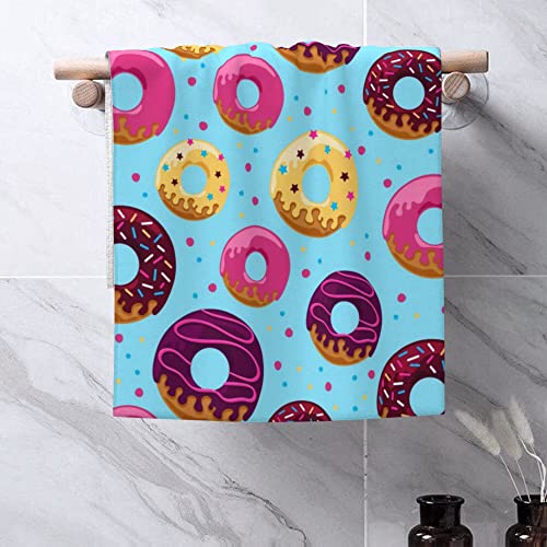 WorldGES Doughnut Bath Hand Towels Polyester Cotton Face Towel Kitchen Dishcloth Soft Absorbent Quick Dry Washcloths for Bathroom Home Hotel Gym Decor 27.5 x 16 in