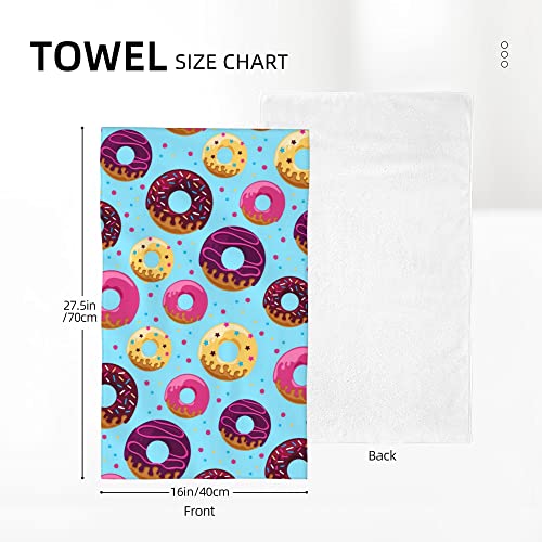 WorldGES Doughnut Bath Hand Towels Polyester Cotton Face Towel Kitchen Dishcloth Soft Absorbent Quick Dry Washcloths for Bathroom Home Hotel Gym Decor 27.5 x 16 in
