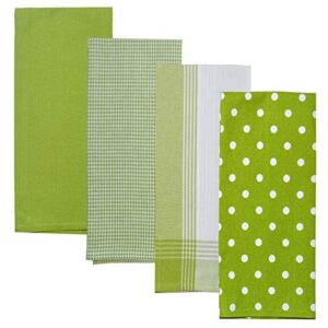 dunroven house rvartylmg variety kitchen towel, lime green & white - set of 4