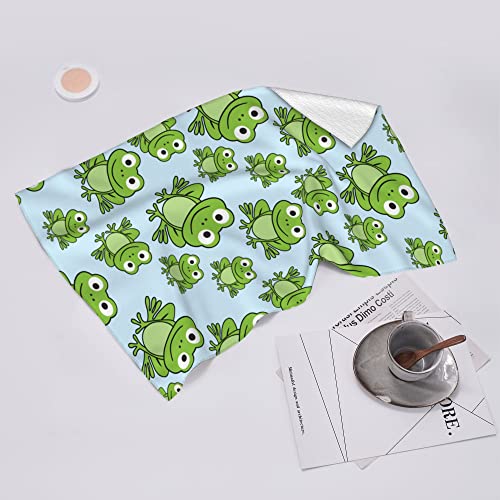 WorldGES Green Frog Bathroom Hand Towels Modern Kitchen Towel Microfiber Soft Face Towels Super Absorbent Washcloths Home Hotel Swim Spa Gym Fingertip Towels 27.5 x 16 in