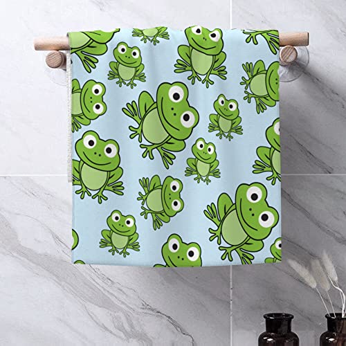 WorldGES Green Frog Bathroom Hand Towels Modern Kitchen Towel Microfiber Soft Face Towels Super Absorbent Washcloths Home Hotel Swim Spa Gym Fingertip Towels 27.5 x 16 in