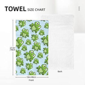 WorldGES Green Frog Bathroom Hand Towels Modern Kitchen Towel Microfiber Soft Face Towels Super Absorbent Washcloths Home Hotel Swim Spa Gym Fingertip Towels 27.5 x 16 in