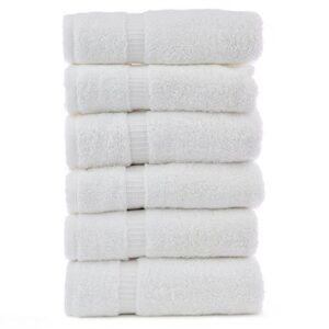 ksc diamond american towels & linens luxury turkish cotton hotel & spa hand towel 16"x30" set of 6 100% ring spun - organic eco-friendly (hand towels, white)