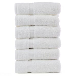 KSC Diamond American Towels & Linens Luxury Turkish Cotton Hotel & Spa Hand Towel 16"x30" Set of 6 100% Ring Spun - Organic Eco-Friendly (Hand Towels, White)