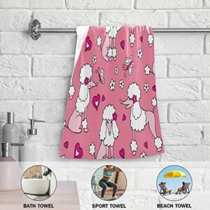 susiyo Pink Poodle Cute Dog Hand Towels Set of 2 Luxury Print Decorative Bathroom Towels Super Soft Highly Absorbent Multipurpose Towels for Yoga Gym Spa Hotel Bathroom Kitchen 28x14 Inch