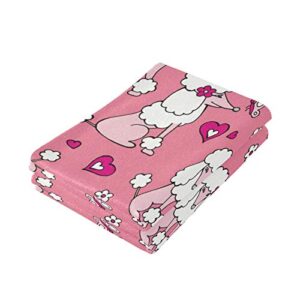 susiyo Pink Poodle Cute Dog Hand Towels Set of 2 Luxury Print Decorative Bathroom Towels Super Soft Highly Absorbent Multipurpose Towels for Yoga Gym Spa Hotel Bathroom Kitchen 28x14 Inch