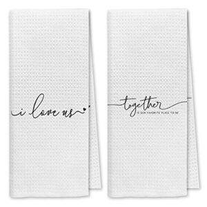 dibor funny quote i love us together sign bath towels,love decorative absorbent drying cloth hand towels tea towels dishcloth for bathroom kitchen,funny couples gifts(set of 2)