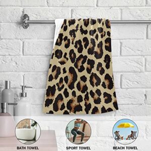 Cheetah Leopard Print Animal Skin Towels Set of 2 Hand Towel Absorbent Face Towel Soft Dish Towels for Gym Bath Kitchen Decor 28x14 Inches