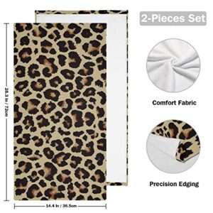 Cheetah Leopard Print Animal Skin Towels Set of 2 Hand Towel Absorbent Face Towel Soft Dish Towels for Gym Bath Kitchen Decor 28x14 Inches