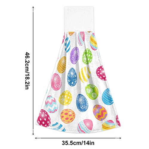 Boccsty Beautiful Easter Egg Hanging Kitchen Towels 2 Pieces Spring Dish Cloth Tie Towels Hand Towel Tea Bar Towels for Bathroom Farmhous Housewarming Tabletop Home Decor