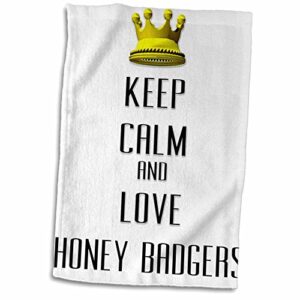 3d rose gold crown keep calm and love honey badgers hand/sports towel, 15 x 22