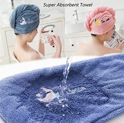 Ladies Quick Dry Towel, Super Absorbent Coral Velvet Ladies Towel Set, Soft Hair Drying Towel with Embroidery, with Embroidery, Suitable for Children and Ladies (5pcs)